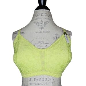 No Boundaries Chartreuse Lace Bralette Size XL NEW